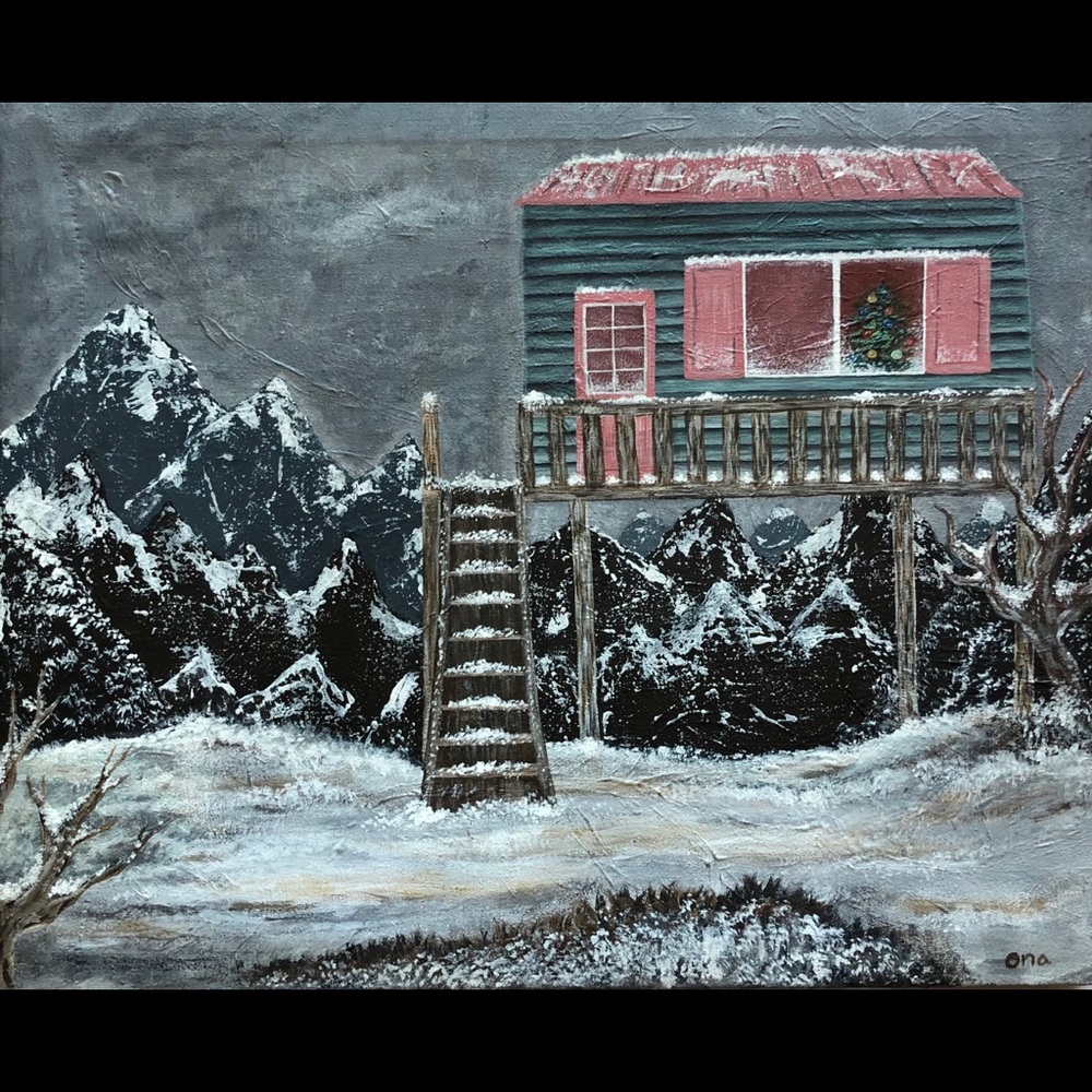 snowy landscape acrylic painting